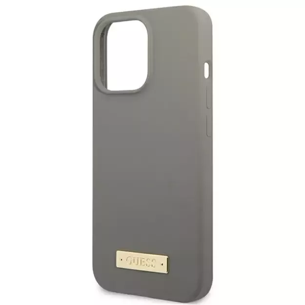 Guess GUHMP13LSPLG iPhone 13 Pro / 13 6.1&quot  grey/grey hard case Silicone Logo Plate MagSafe 12