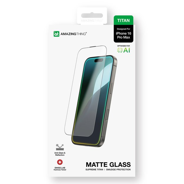 AmazingThing Titan Matte Glass tempered glass for iPhone 16 Pro Max 11