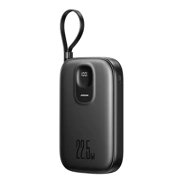 Joyroom JR-PBF18 22.5W 10000mAh Powerbank with Built-in Lightning Cable + USB-C Cable 0.25 cm - Black