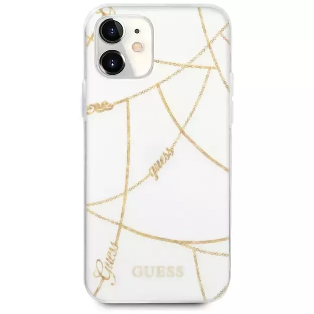 Guess GUHCP12SPCUCHWH iPhone 12 mini 5.4&quot  white/white hardcase Gold Chain Collection 2