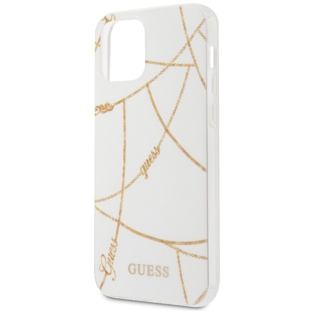Guess GUHCP12SPCUCHWH iPhone 12 mini 5.4&quot  white/white hardcase Gold Chain Collection 16