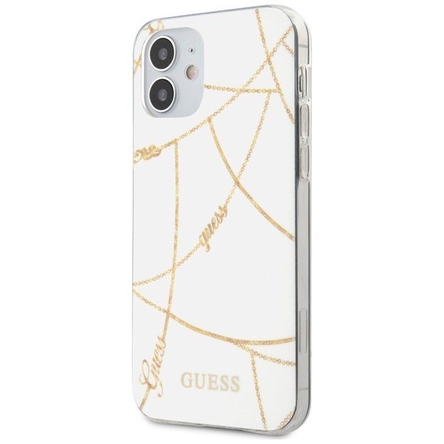 Guess GUHCP12SPCUCHWH iPhone 12 mini 5.4&quot  white/white hardcase Gold Chain Collection 10
