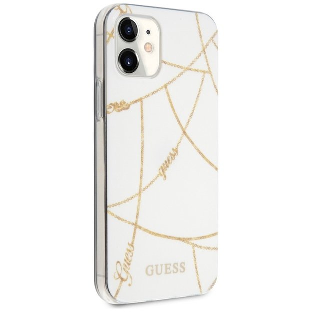 Guess GUHCP12SPCUCHWH iPhone 12 mini 5.4&quot  white/white hardcase Gold Chain Collection 12
