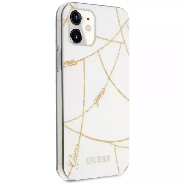 Guess GUHCP12SPCUCHWH iPhone 12 mini 5.4&quot  white/white hardcase Gold Chain Collection 3