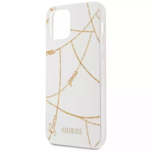 Guess GUHCP12SPCUCHWH iPhone 12 mini 5.4&quot  white/white hardcase Gold Chain Collection 7