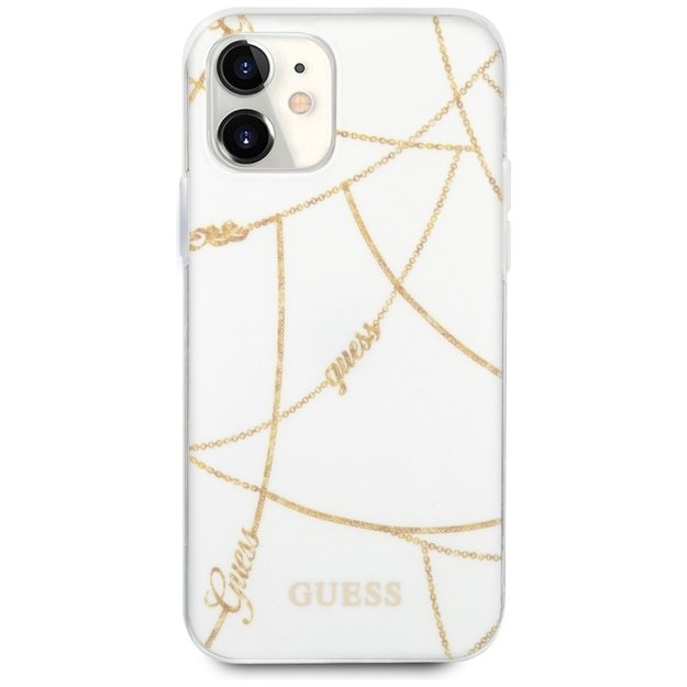 Guess GUHCP12SPCUCHWH iPhone 12 mini 5.4&quot  white/white hardcase Gold Chain Collection 11