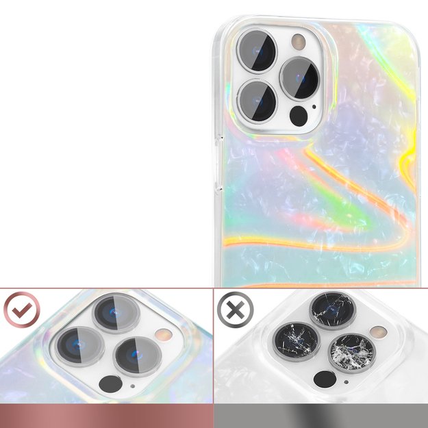 Kingxbar Shell Series luxury elegant phone case for iPhone 13 Pro pearl-blue 7