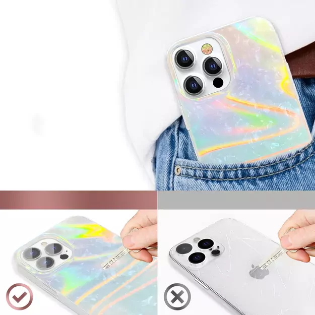 Kingxbar Shell Series luxury elegant phone case for iPhone 13 Pro pearl-blue 4
