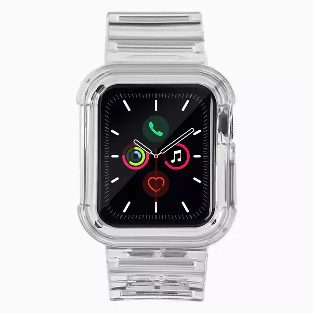 Silicone Band Strap Bracelet Case Strap Light Set for Apple Watch 44mm - Black 1