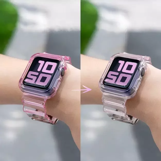 Silicone Band Strap Bracelet Case Strap Light Set for Apple Watch 44mm - Black 11