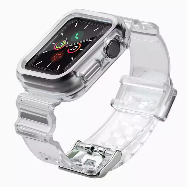 Silicone Band Strap Bracelet Case Strap Light Set for Apple Watch 44mm - Black