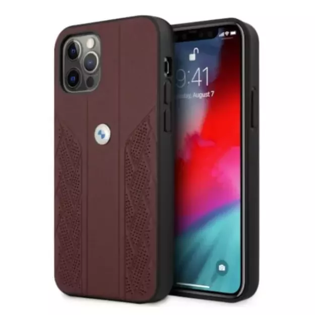 Etui BMW BMHCP12MRSPPR iPhone 12/12 Pro 6,1  czerwony/red hardcase Leather Curve Perforate