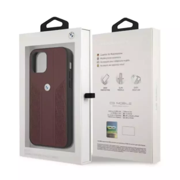Etui BMW BMHCP12MRSPPR iPhone 12/12 Pro 6,1  czerwony/red hardcase Leather Curve Perforate 14