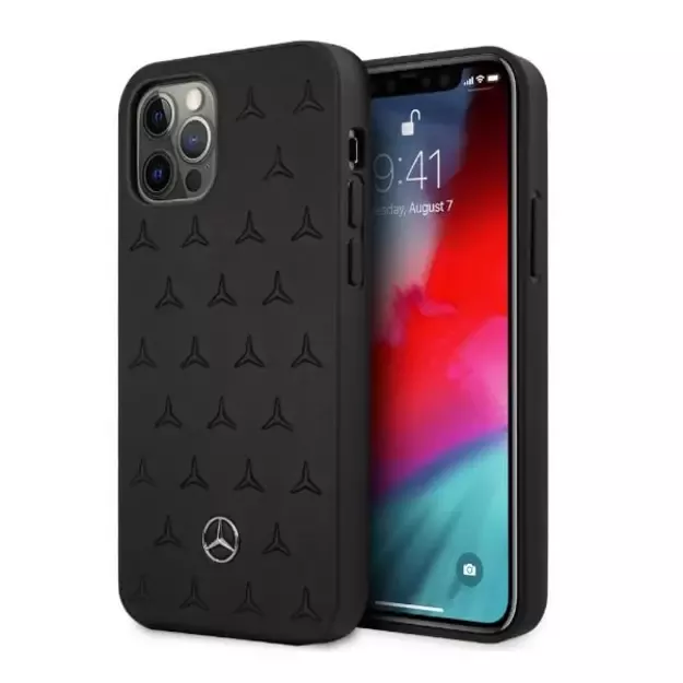 Mercedes MEHCP12LPSQBK iPhone 12 Pro Max 6,7  czarny/black hardcase Leather Stars Pattern