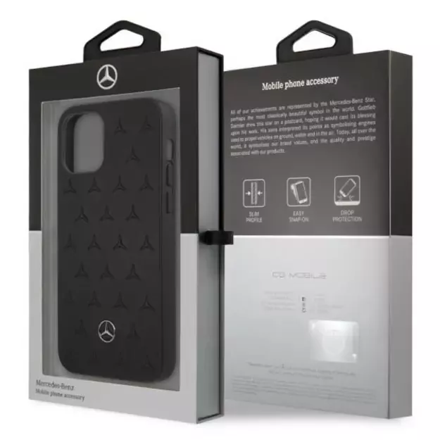 Mercedes MEHCP12LPSQBK iPhone 12 Pro Max 6,7  czarny/black hardcase Leather Stars Pattern 14