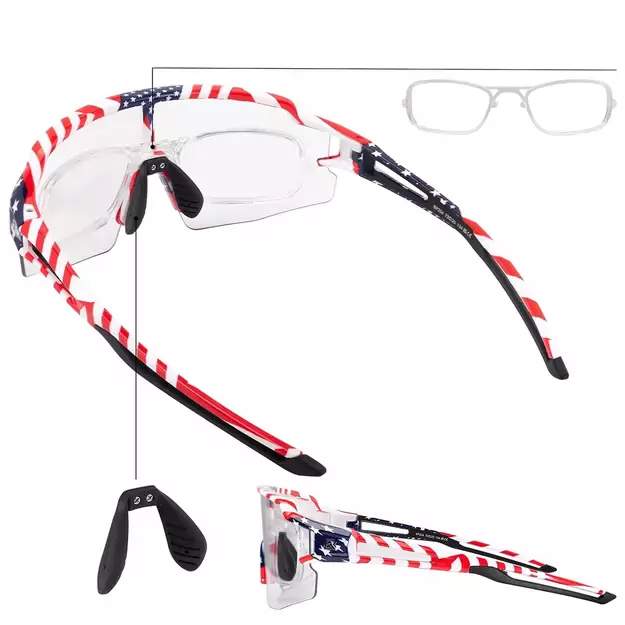 Rockbros Cycling Glasses Photochromic with UV Protection and Corrective Insert 14120008002 - USA Pattern - White 6