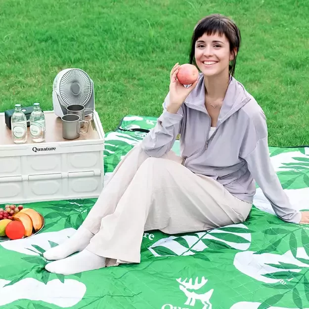 Qunature picnic mat waterproof camping blanket 2 x 2 m - green 4