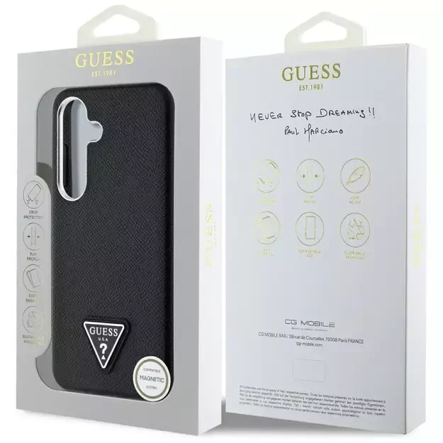 Guess Grained Triangle Logo MagSafe case for Samsung Galaxy S25 - black 14