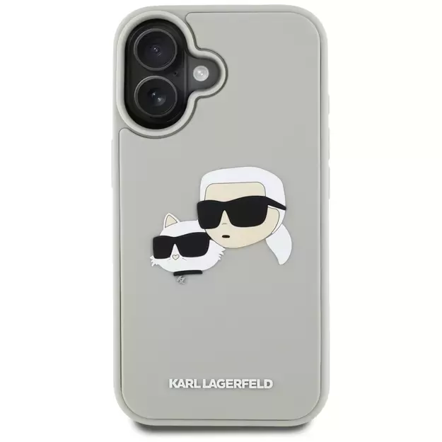 Karl Lagerfeld HC 3D Rubber Double Heads iPhone 16 Case - Beige 2