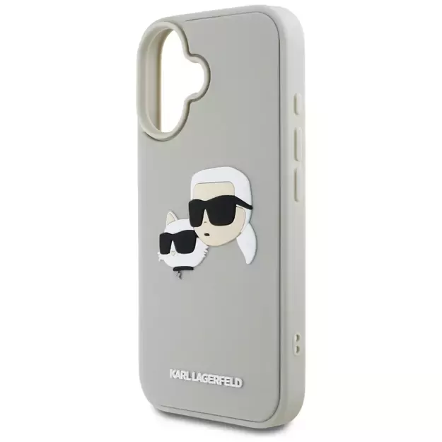 Karl Lagerfeld HC 3D Rubber Double Heads iPhone 16 Case - Beige 5