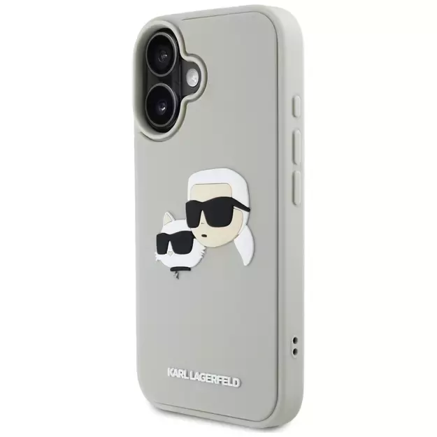 Karl Lagerfeld HC 3D Rubber Double Heads iPhone 16 Case - Beige 1