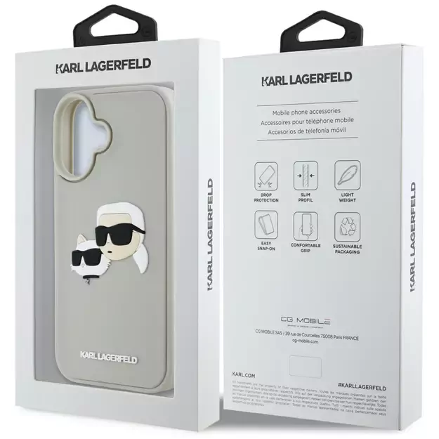 Karl Lagerfeld HC 3D Rubber Double Heads iPhone 16 Case - Beige 7