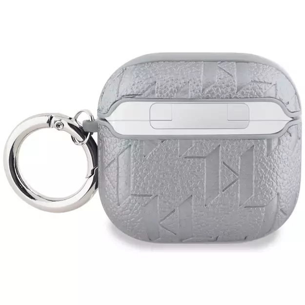 Karl Lagerfeld Monogram Karl &amp  Choupette Head case for AirPods 4 - silver 1