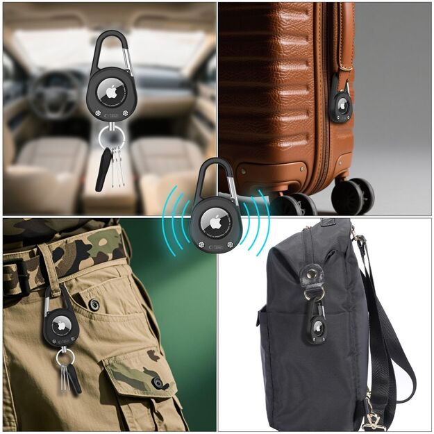 Tech-Protect Slidelock Carabiner Keychain Case for Apple AirTag 1/2 - Black 7