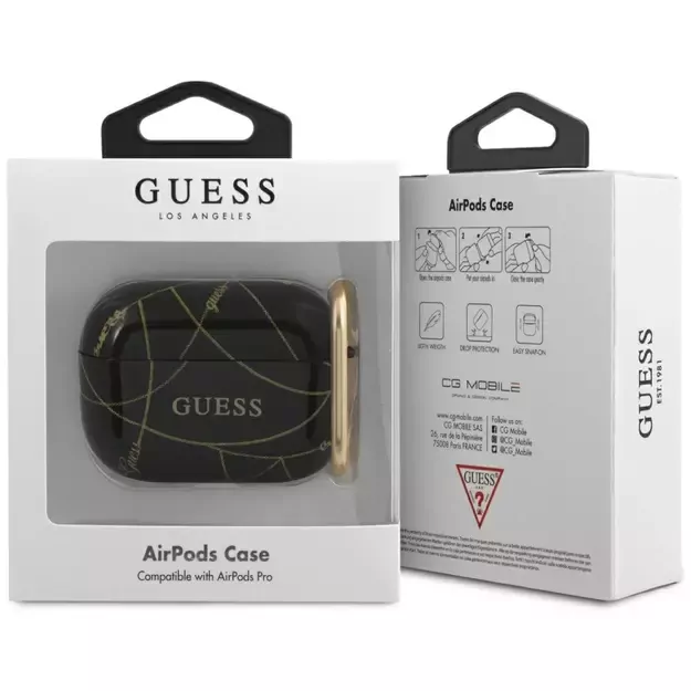 Guess GUACAPTPUCHBK AirPods Pro cover black/black Gold Chain Collection 1