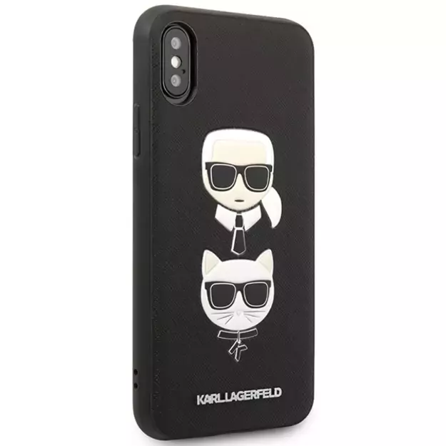 Karl Lagerfeld Saffiano Karl&amp Choupette Head case for iPhone XS Max - black 4