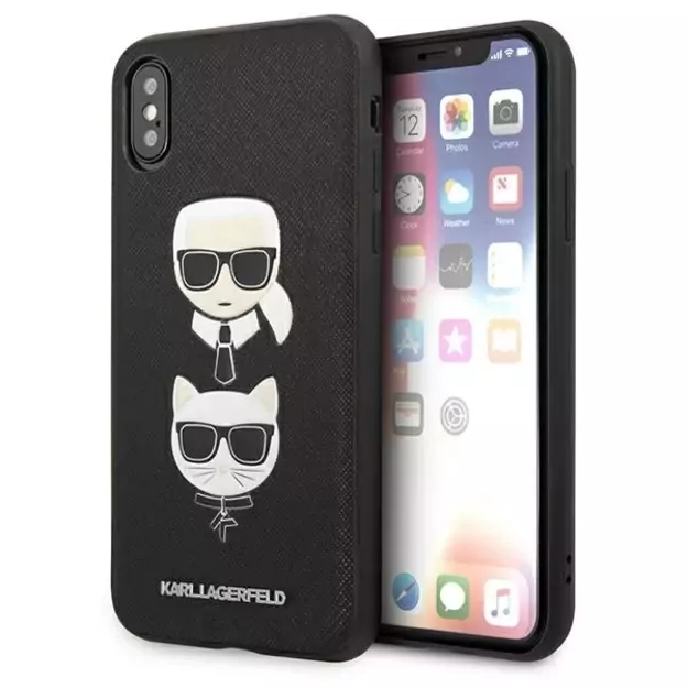 Karl Lagerfeld Saffiano Karl&amp Choupette Head case for iPhone XS Max - black