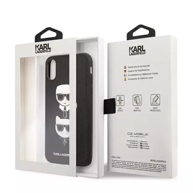 Karl Lagerfeld Saffiano Karl&amp Choupette Head case for iPhone XS Max - black 6