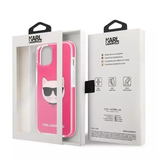 Etui Karl Lagerfeld Choupette Head na iPhone 13 mini - fuksjowy 14