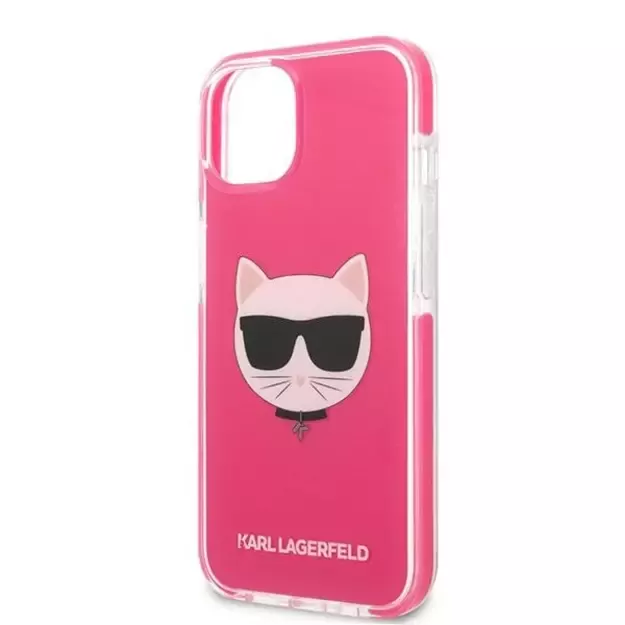 Etui Karl Lagerfeld Choupette Head na iPhone 13 mini - fuksjowy 12