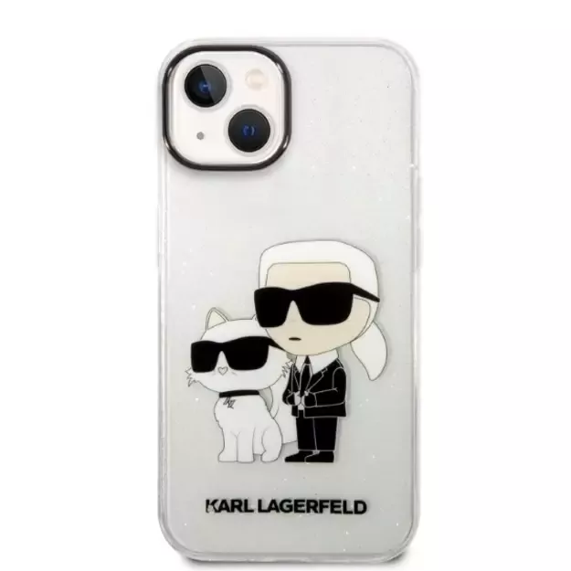 Karl Lagerfeld Glitter Karl&amp Choupette case for iPhone 14 Plus - transparent 2
