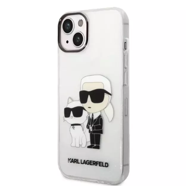 Karl Lagerfeld Glitter Karl&amp Choupette case for iPhone 14 Plus - transparent 1