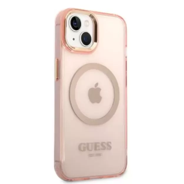 Guess GUHMP14MHTCMP iPhone 14 Plus 6.7&quot  pink/pink hard case Gold Outline Translucent MagSafe 10