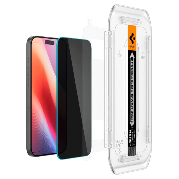 Spigen Glas.tR EZ Fit Privacy Tempered Glass for iPhone 16 Pro / 17 / 17 Pro - 2 pcs. 12