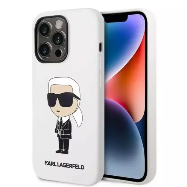Karl Lagerfeld KLHCP14LSNIKBCH iPhone 14 Pro 6.1  hardcase white/white Silicone Ikonik