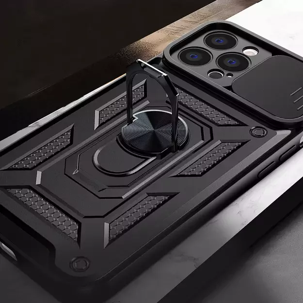 Hybrid Armor Camshield case for Realme 10 Pro armored case with camera cover black 6