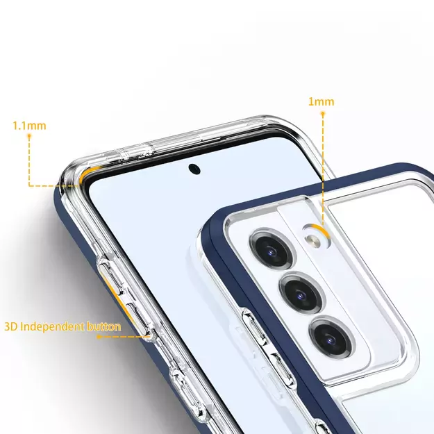 Clear 3in1 case for Samsung Galaxy S23 silicone cover with frame blue 9