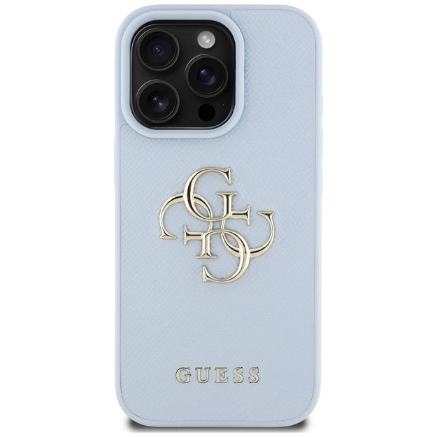 Guess Grained Big 4G Logo Small Classic Logo case for iPhone 16 Pro Max - blue 1