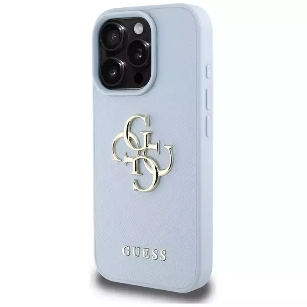 Guess Grained Big 4G Logo Small Classic Logo case for iPhone 16 Pro Max - blue 8