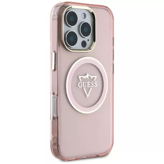 Guess IML Metal Mountain Logo MagSafe iPhone 16 Pro Max Case - Pink 10