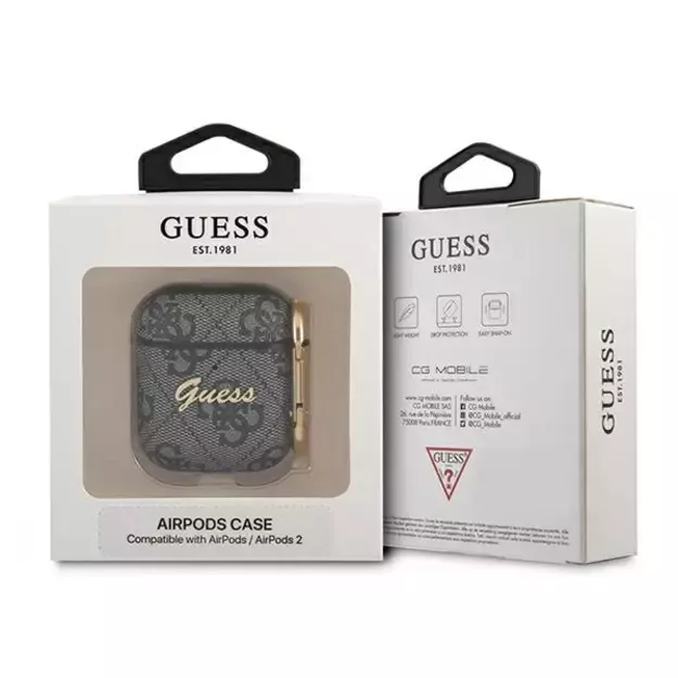 Guess 4G Script Metal Collection case for AirPods 1 / 2 - gray 4