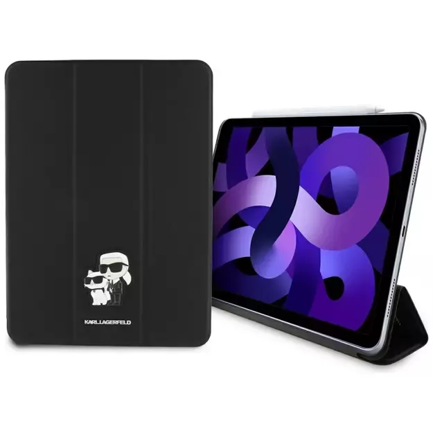 Karl Lagerfeld Saffiano Magnetic Karl &amp  Choupette iPad Air 11&quot  2024 Book Cover Case - Black