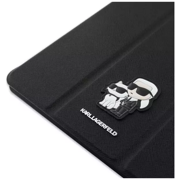 Karl Lagerfeld Saffiano Magnetic Karl &amp  Choupette iPad Air 11&quot  2024 Book Cover Case - Black 13