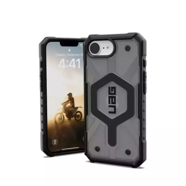 UAG Pathfinder Clear MagSafe iPhone 16e Case - Gray/Black
