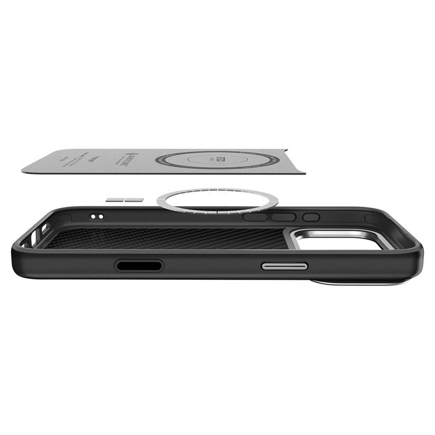 Spigen Enzo Aramid &quot T&quot  MagSafe Case for iPhone 17 Pro - Black and Silver 15