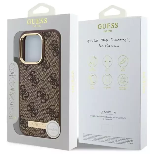 Guess 4G Logo Plate MagSafe Case for iPhone 16 Pro Max - Brown 7
